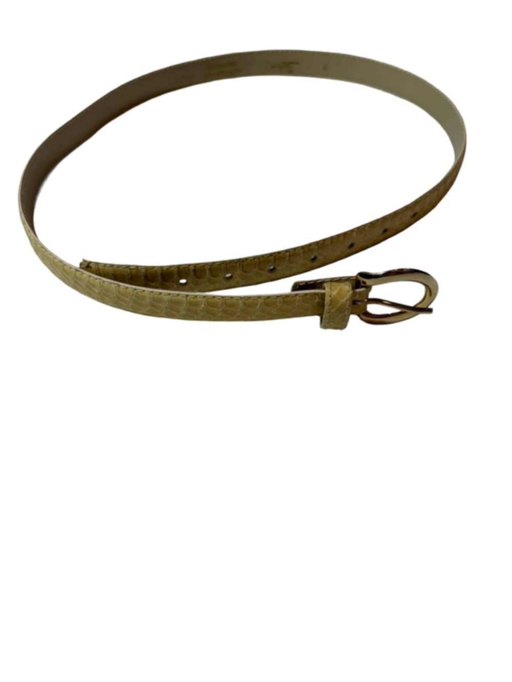Vintage Genuine Snakeskin Skinny Belt Beige